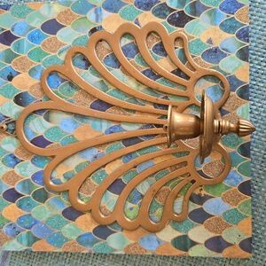 Peacock scalloped Brass candle sconce